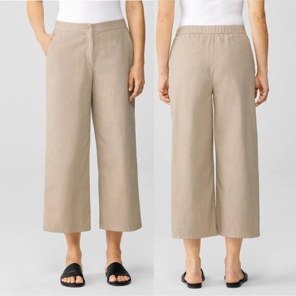 Eileen Fisher Cotton Hemp Stretch Wide-Leg Pant - Picture 2 of 8